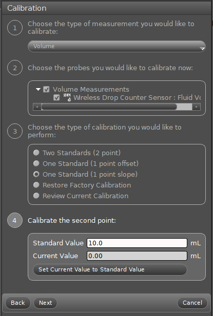 Steps for calibrating the drop counter