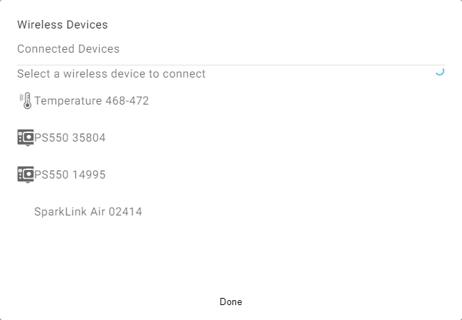 Wireless Devices menu