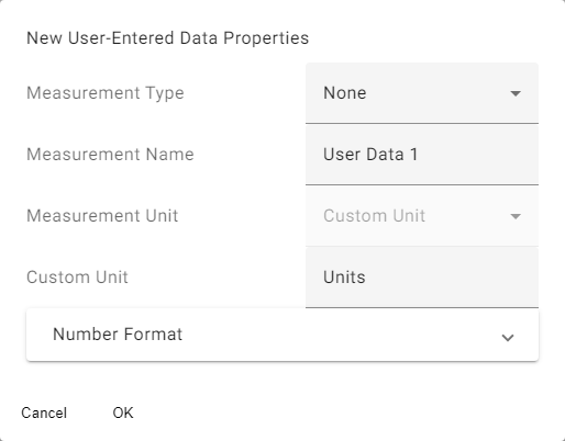 User-Entered Data window