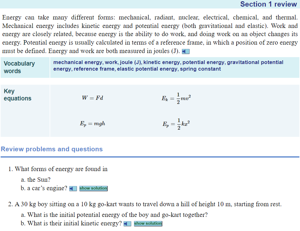 Section review example