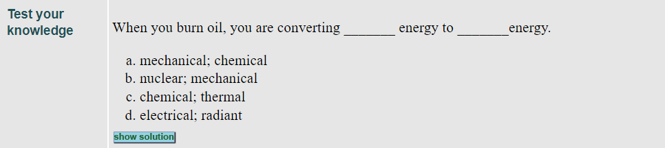 Test your knowledge question