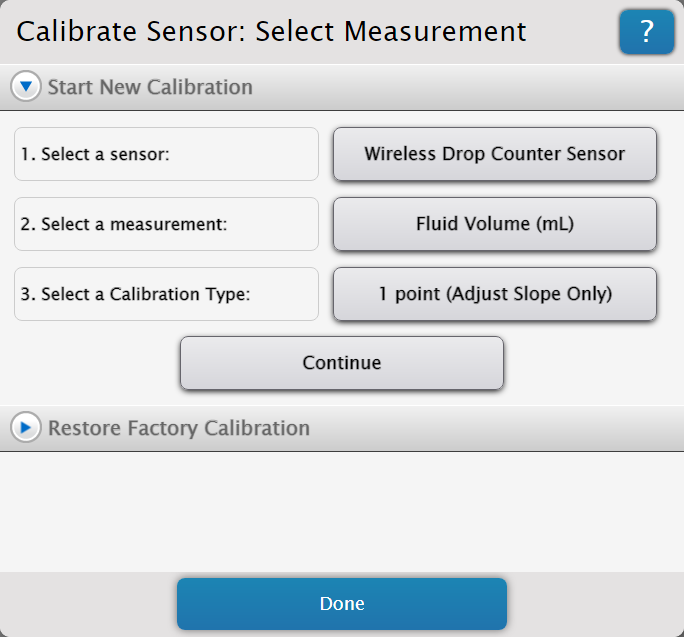 Sensor Calibration Settings
